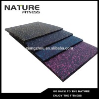 Whole Sale 1000mm*1000mm*15mm Black with Blue Flakes Natural Rubber Gym Flooring Mat